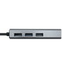 Aisens Conversor USB 3.0 a Ethernet Gigabit + Hub 3xUSB 3.0, Gris
